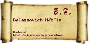 Balassovich Héla névjegykártya